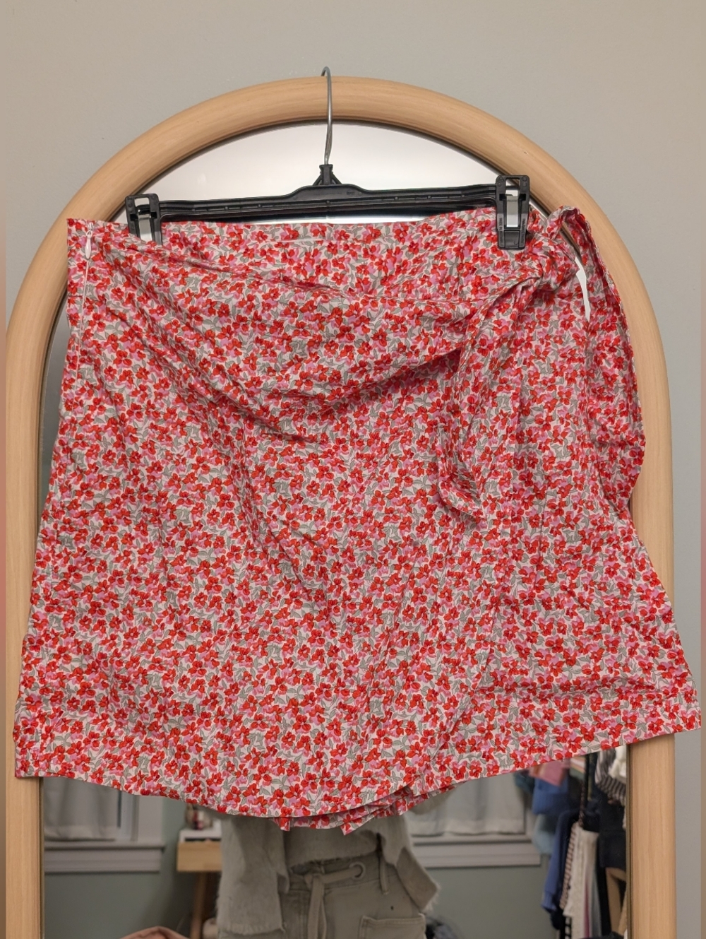 FRNCH Pink and White Floral Mini Wrap Skort